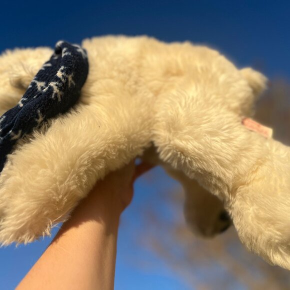 VHTF Vintage Russ Floppy Weighted Cream Polar Bear "Iceberg" with Fleece Scarf - Picture 2 of 5